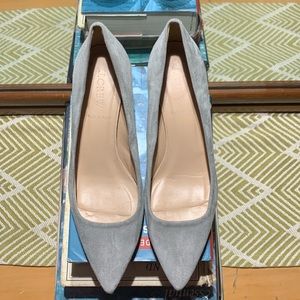 J. Crew Dulci Kitten Grey Suede Heels. Size 7.5, 2.5” heel